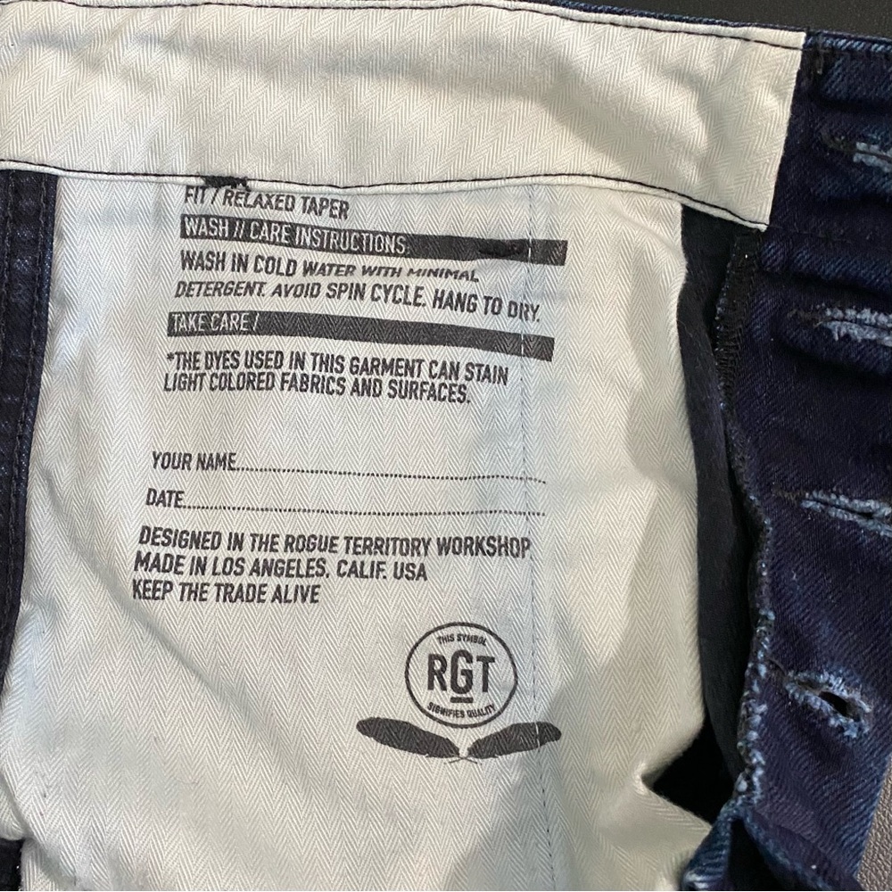 Rogue Territory RGT Infantry Relaxed Taper Pants Jeans Size 33 Dark Indigo - Picture 13 of 15